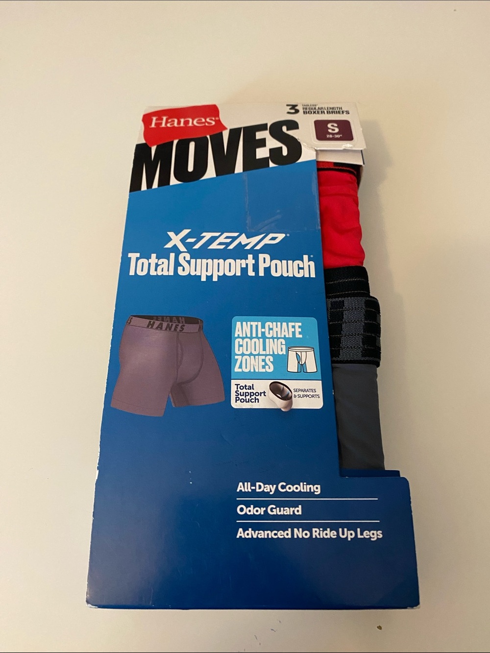 Hanes Ultimate Moves Men's Underwear Boxer Briefs 3-Pack X-Temp Performance SM